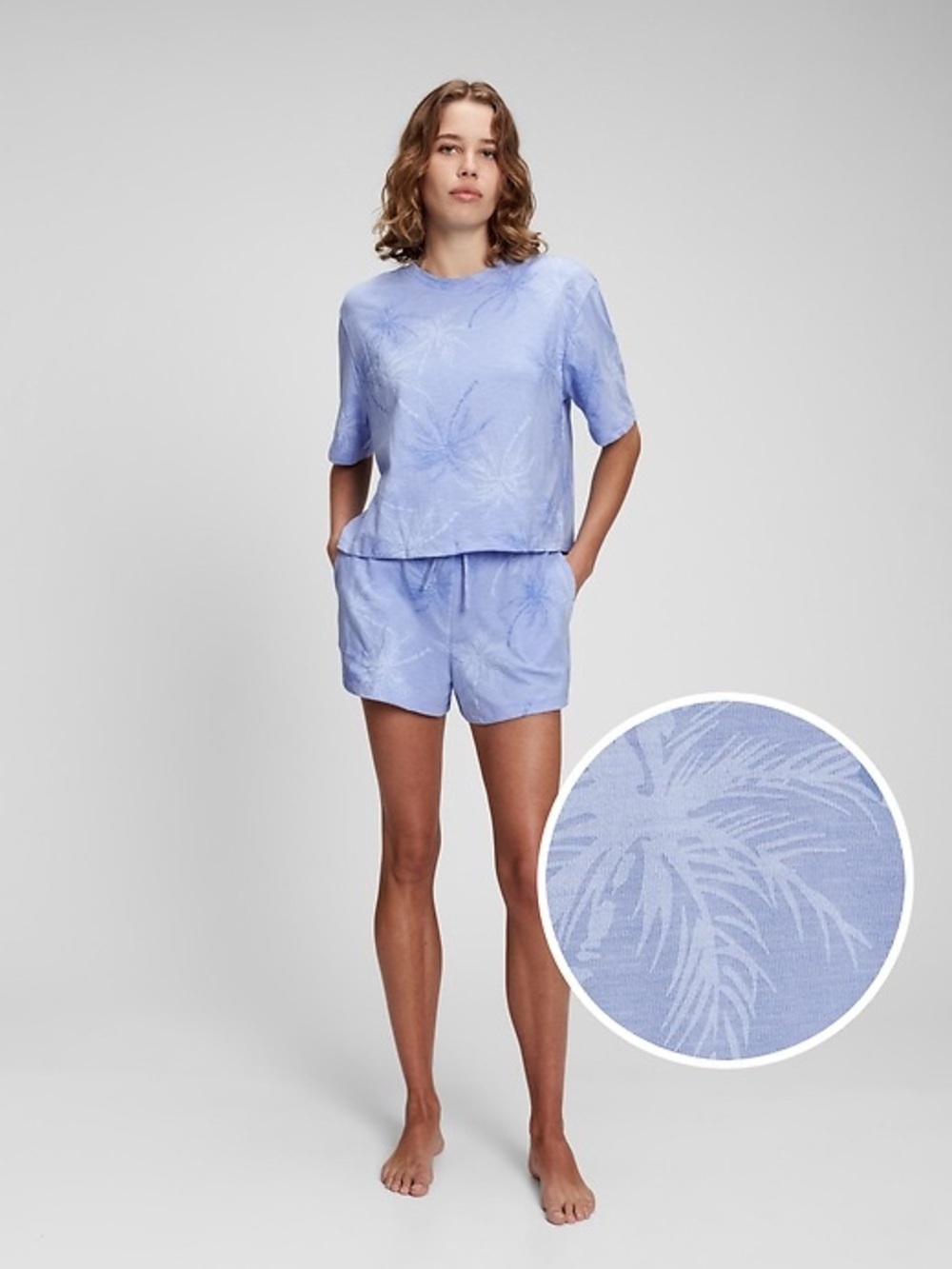 Light Blue Palm Tree Pajama/Lounge Set
